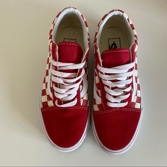 vans primary check old skool red